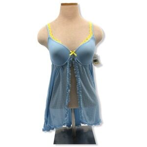 NWT Sophie B. Babydoll Lingerie Blue Padded Women's Size M